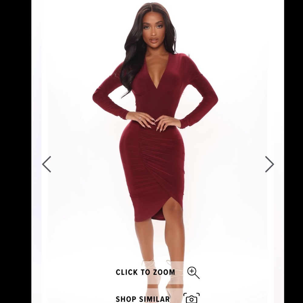 BRAND NEW WITH TAGS BURGUNDY FASHION NOVA DRESS!